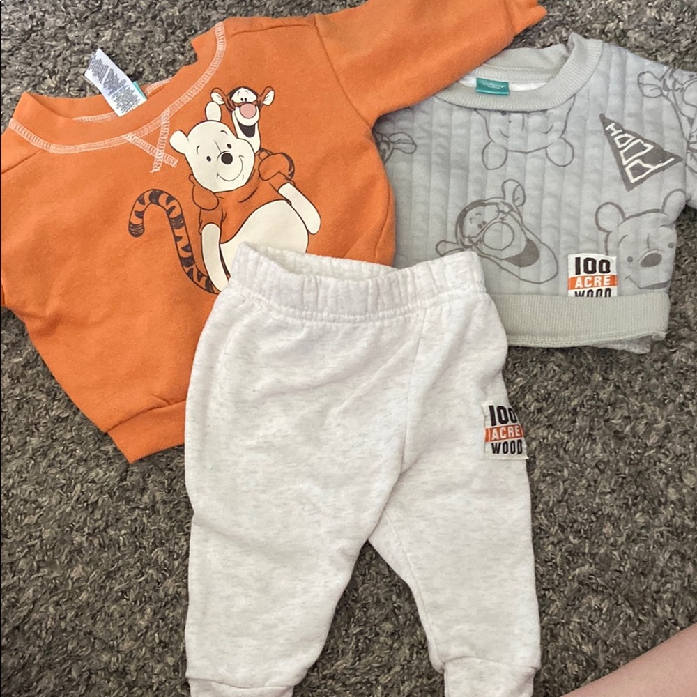 Orange and Gray Winnie the Pooh Baby Outfit Set